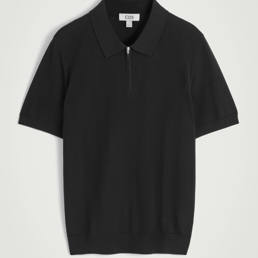 COS – Slim Knitted Silk Zip-Up Polo Shirt