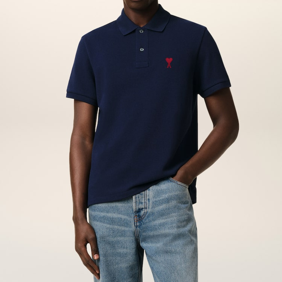 ami (Unisex) Red ADC Polo T-shirt – Night Blue
