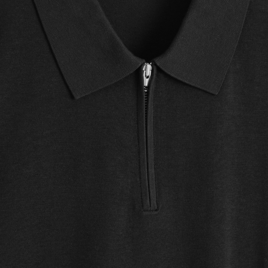 COS – Slim Knitted Silk Zip-Up Polo Shirt
