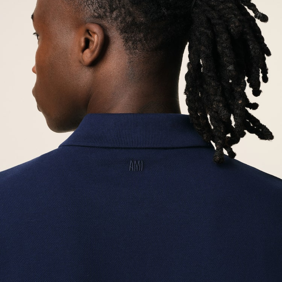 ami (Unisex) Red ADC Polo T-shirt – Night Blue