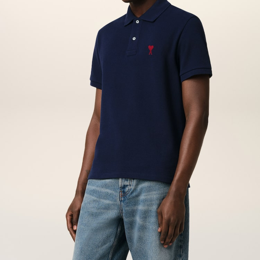 ami (Unisex) Red ADC Polo T-shirt – Night Blue