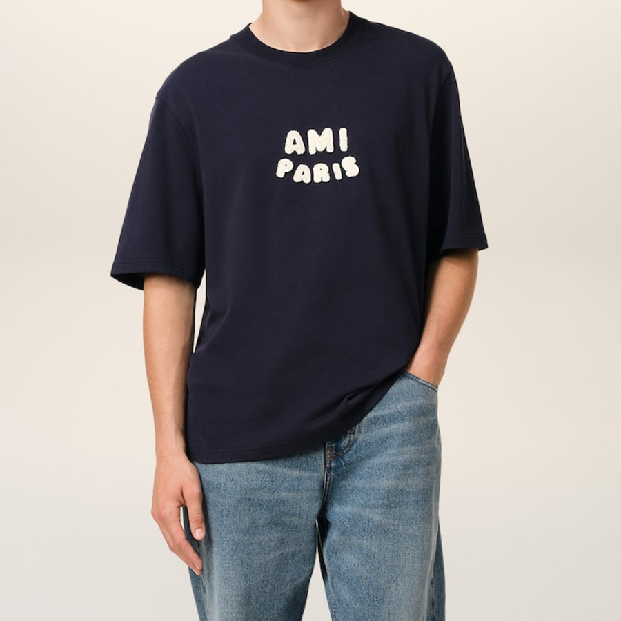 ami (Unisex) Ami Paris Crochet T-shirt – Navy Blue