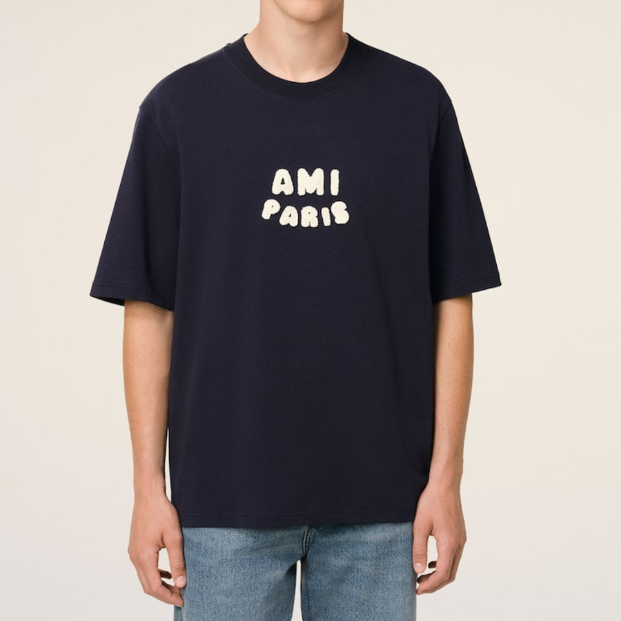 ami (Unisex) Ami Paris Crochet T-shirt – Navy Blue