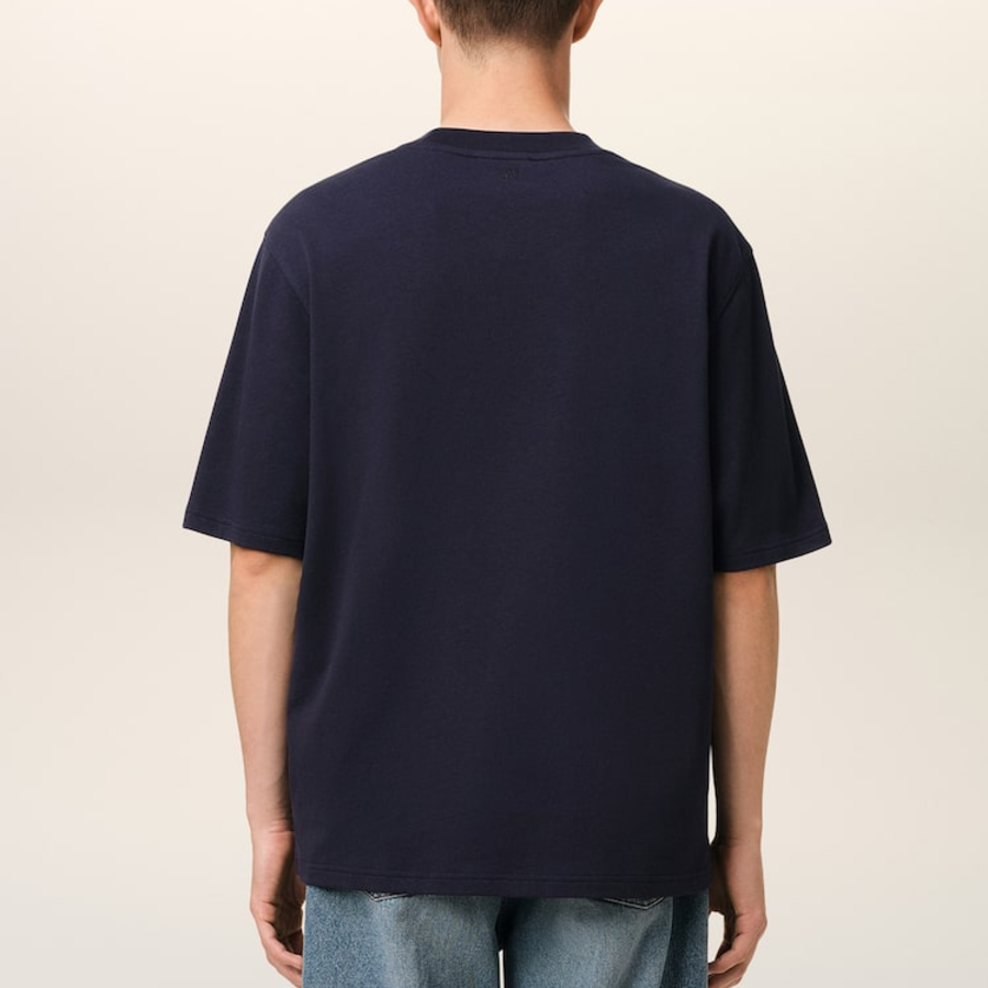 ami (Unisex) Ami Paris Crochet T-shirt – Navy Blue