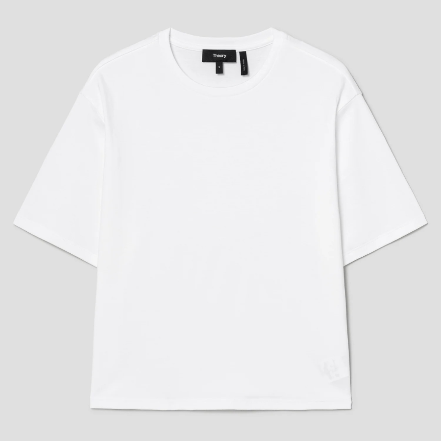 Theory Women Clinton Knit Boxy Crewneck Tee - White