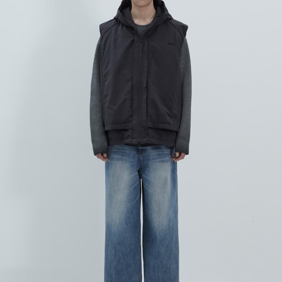 JUUN.J (Унисекс) Куртка Nylon Detachable Padding Vest Reversible Jumper – Black