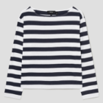 Theory Women Wide Stripe Boatneck Tee - Navy Multi
