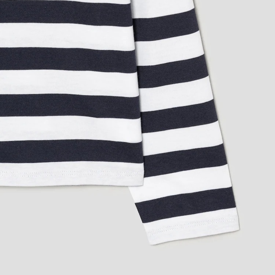 Theory Women Wide Stripe Boatneck Tee - Navy Multi