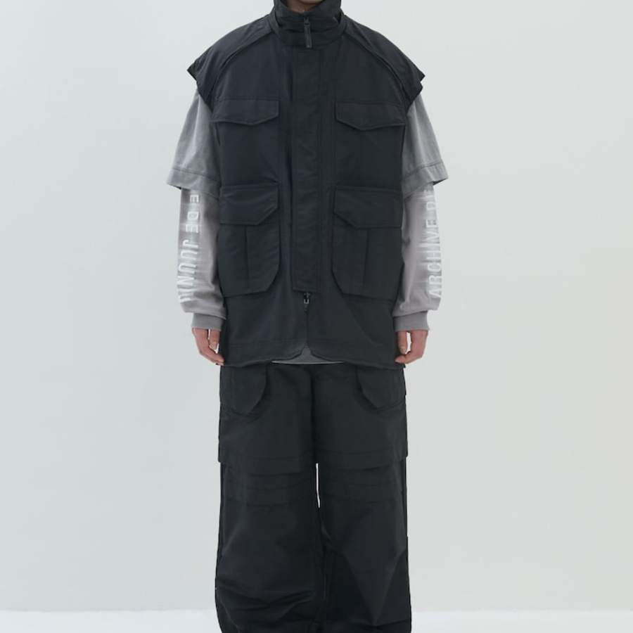 JUUN.J (Унисекс) Куртка Nylon Detachable Out-Pocket Foldable Reversible Jumper – Black