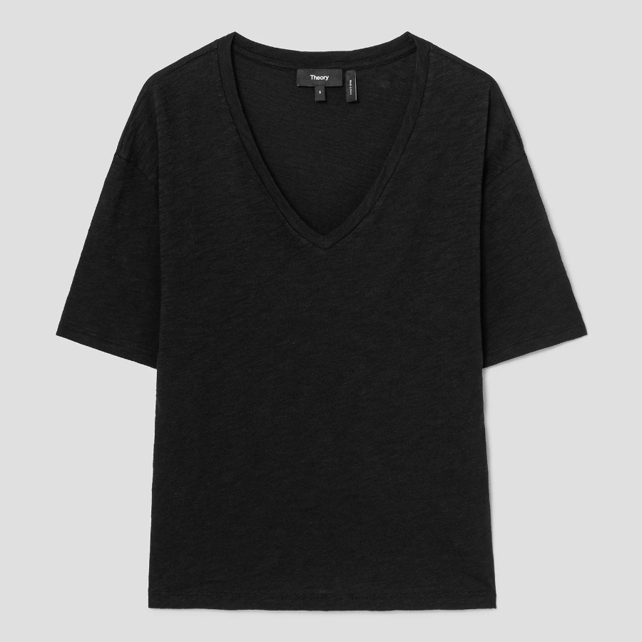 Theory Women Nebulous Relaxed Vneck Tee - Black