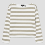 Theory Women Wide Stripe Boatneck Tee - Taupe Multi