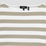 Theory Women Wide Stripe Boatneck Tee - Taupe Multi