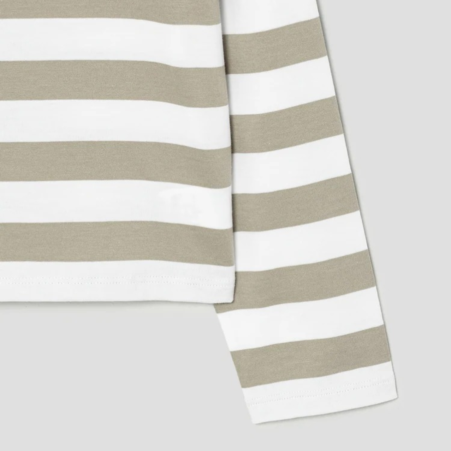 Theory Women Wide Stripe Boatneck Tee - Taupe Multi