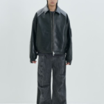 JUUN.J (Унисекс) Куртка Washed Leather Stand Collar MA-1 Jumper – Black