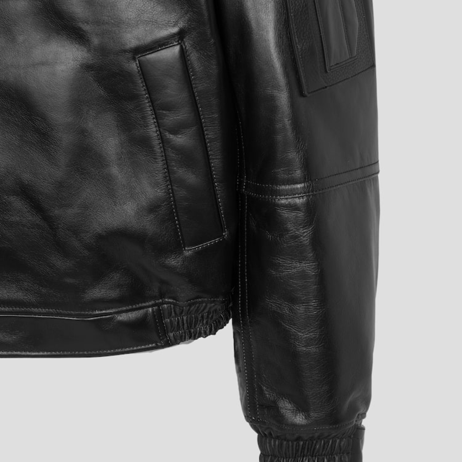 JUUN.J (Унисекс) Куртка Washed Leather Stand Collar MA-1 Jumper – Black