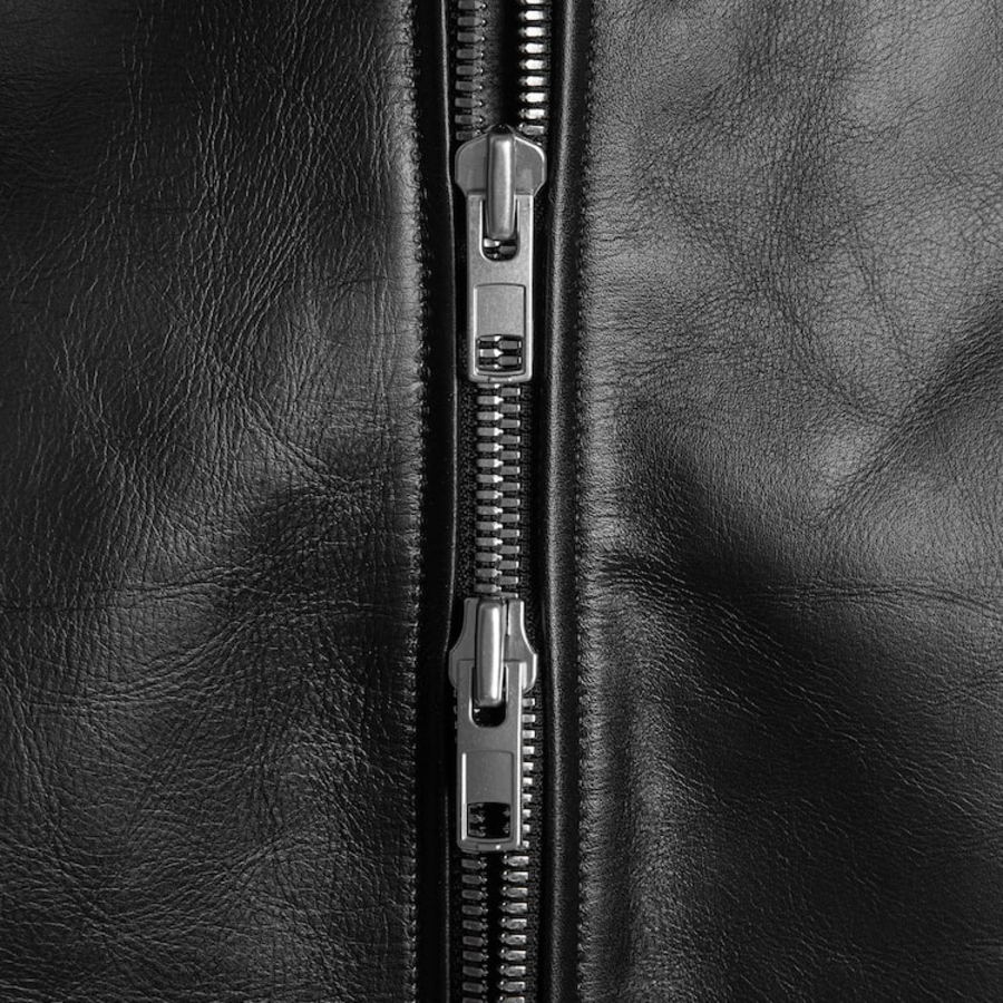 JUUN.J (Унисекс) Куртка Washed Leather Stand Collar MA-1 Jumper – Black