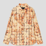JUUN.J (Унисекс) Рубашка Sun-Bleach Print Check Loose-Fit Shirt – Yellowish Brown