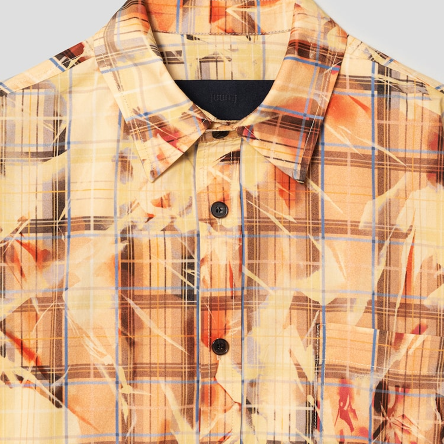 JUUN.J (Унисекс) Рубашка Sun-Bleach Print Check Loose-Fit Shirt – Yellowish Brown
