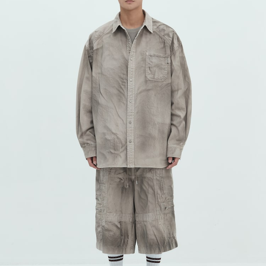 JUUN.J (Унисекс) Рубашка Denim Painted Loose-Fit Shirt – Beige