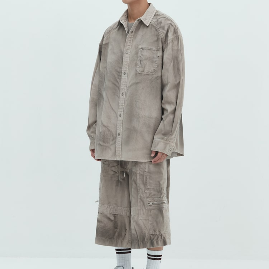 JUUN.J (Унисекс) Рубашка Denim Painted Loose-Fit Shirt – Beige