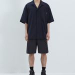 JUUN.J (Унисекс) Рубашка [CORE] Summer Linen Open-Collar Loose-Fit Short-Sleeve Shirt – Navy