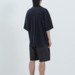 JUUN.J (Унисекс) Рубашка [CORE] Summer Linen Open-Collar Loose-Fit Short-Sleeve Shirt – Navy