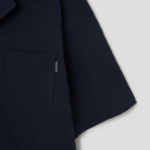 JUUN.J (Унисекс) Рубашка [CORE] Summer Linen Open-Collar Loose-Fit Short-Sleeve Shirt – Navy