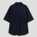 JUUN.J (Унисекс) Рубашка [CORE] Summer Linen Open-Collar Loose-Fit Short-Sleeve Shirt – Navy