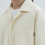 JUUN.J (Унисекс) Рубашка [CORE] Summer Linen Open-Collar Loose-Fit Short-Sleeve Shirt – Ivory