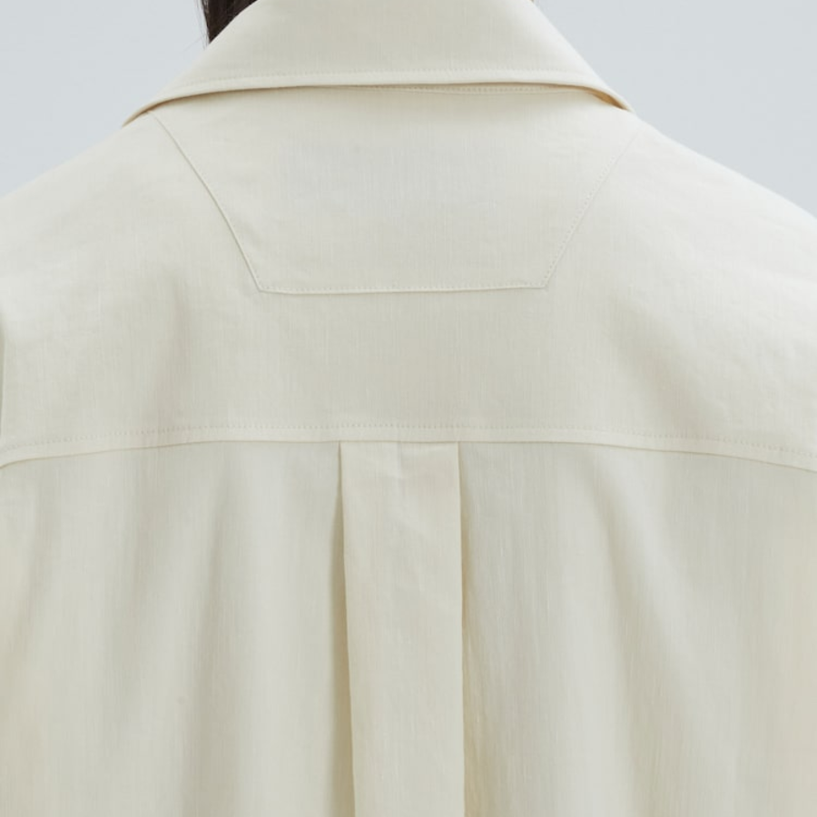 JUUN.J (Унисекс) Рубашка [CORE] Summer Linen Open-Collar Loose-Fit Short-Sleeve Shirt – Ivory