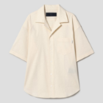 JUUN.J (Унисекс) Рубашка [CORE] Summer Linen Open-Collar Loose-Fit Short-Sleeve Shirt – Ivory