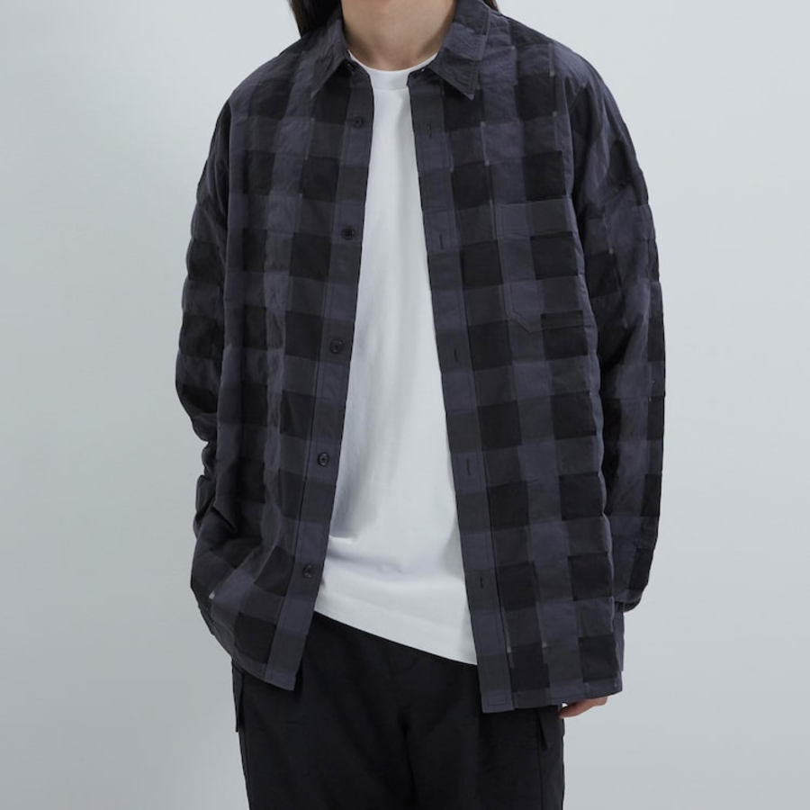 JUUN.J (Унисекс) Рубашка [CORE] Sheer Square Check Oversized Shirt – Black