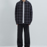 JUUN.J (Унисекс) Рубашка [CORE] Sheer Square Check Oversized Shirt – Black