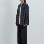 JUUN.J (Унисекс) Рубашка [CORE] Sheer Square Check Oversized Shirt – Black
