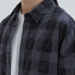 JUUN.J (Унисекс) Рубашка [CORE] Sheer Square Check Oversized Shirt – Black