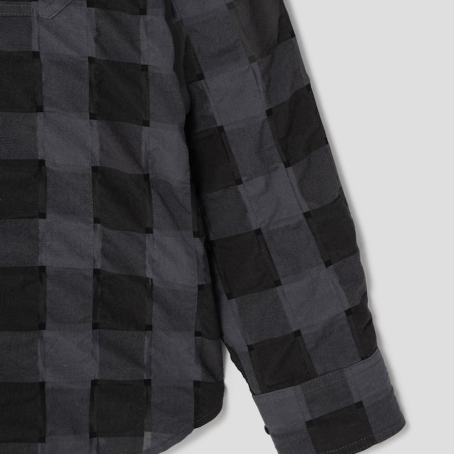 JUUN.J (Унисекс) Рубашка [CORE] Sheer Square Check Oversized Shirt – Black