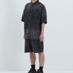 JUUN.J (Унисекс) Рубашка Denim Loose-Fit Short-Sleeve Shirt – Black