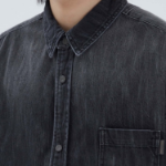 JUUN.J (Унисекс) Рубашка Denim Loose-Fit Short-Sleeve Shirt – Black