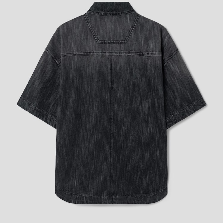 JUUN.J (Унисекс) Рубашка Denim Loose-Fit Short-Sleeve Shirt – Black
