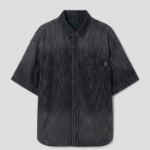 JUUN.J (Унисекс) Рубашка Denim Loose-Fit Short-Sleeve Shirt – Black