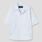 JUUN.J (Унисекс) Рубашка [CORE] Cotton Poly Stripe Coach Short-Sleeve Shirt – Blue