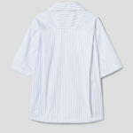 JUUN.J (Унисекс) Рубашка [CORE] Cotton Poly Stripe Coach Short-Sleeve Shirt – Blue