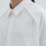 JUUN.J (Унисекс) Рубашка [CORE] Painting Stripe Hidden Pocket Piping Oversized Short-Sleeve Shirt – White