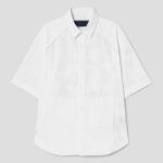 JUUN.J (Унисекс) Рубашка [CORE] Painting Stripe Hidden Pocket Piping Oversized Short-Sleeve Shirt – White
