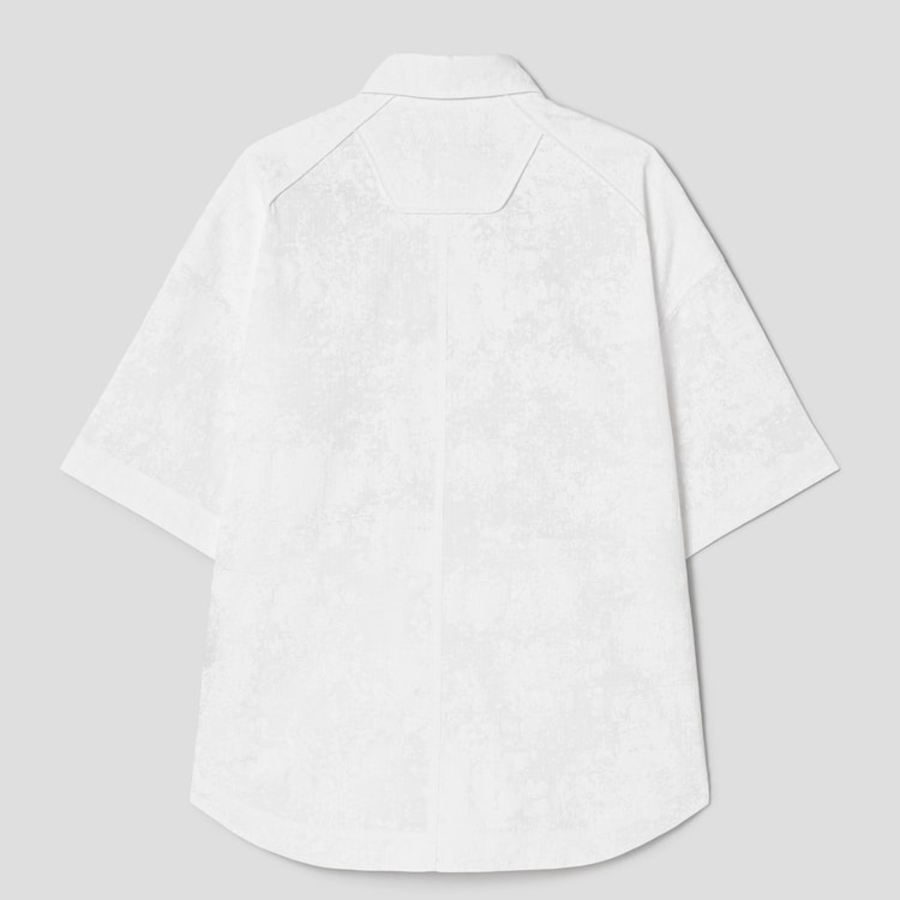 JUUN.J (Унисекс) Рубашка [CORE] Painting Stripe Hidden Pocket Piping Oversized Short-Sleeve Shirt – White