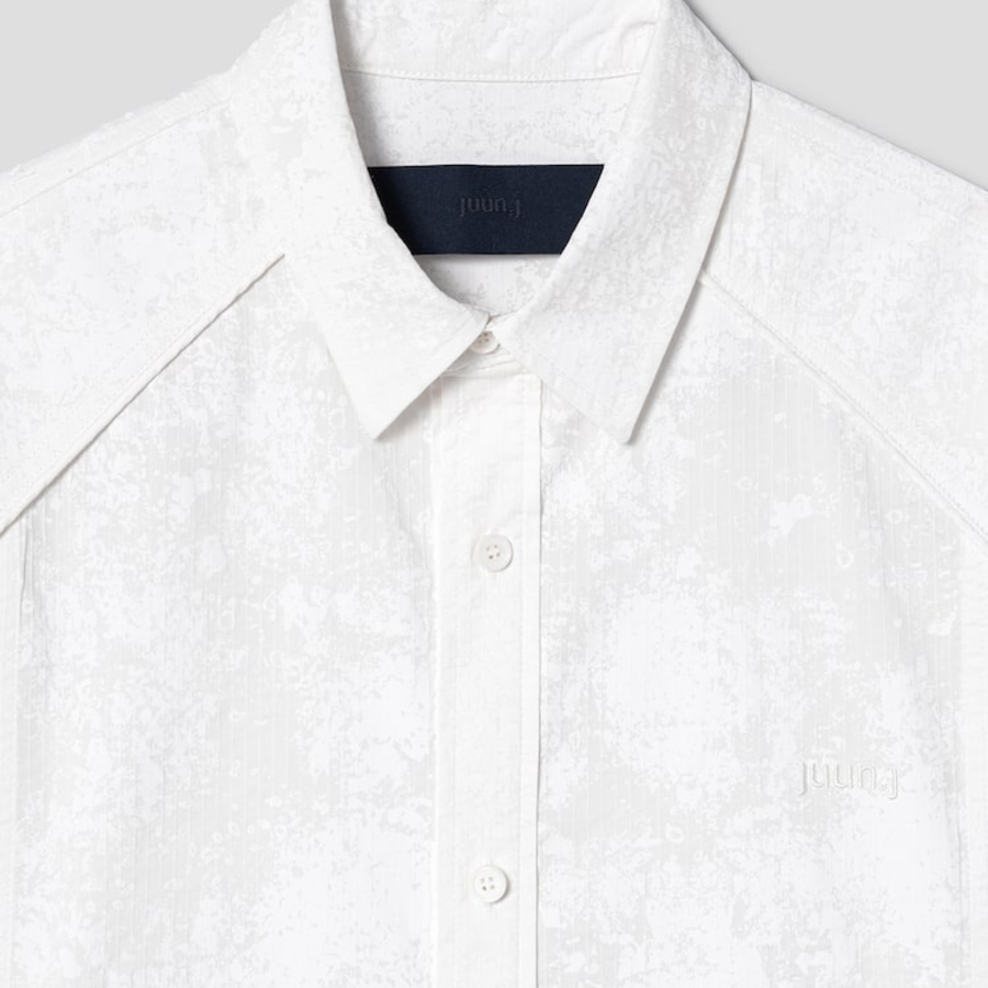 JUUN.J (Унисекс) Рубашка [CORE] Painting Stripe Hidden Pocket Piping Oversized Short-Sleeve Shirt – White