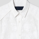 JUUN.J (Унисекс) Рубашка [CORE] Painting Stripe Hidden Pocket Piping Oversized Short-Sleeve Shirt – White