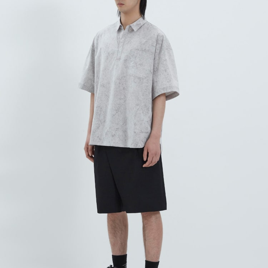 JUUN.J (Унисекс) Рубашка [CORE] Coal Cotton Oversized Short-Sleeve Shirt – Light Grey