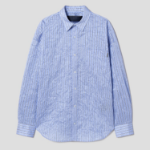 JUUN.J (Унисекс) Рубашка [CORE] Wrinkle Stripe Loose-Fit Shirt – Blue