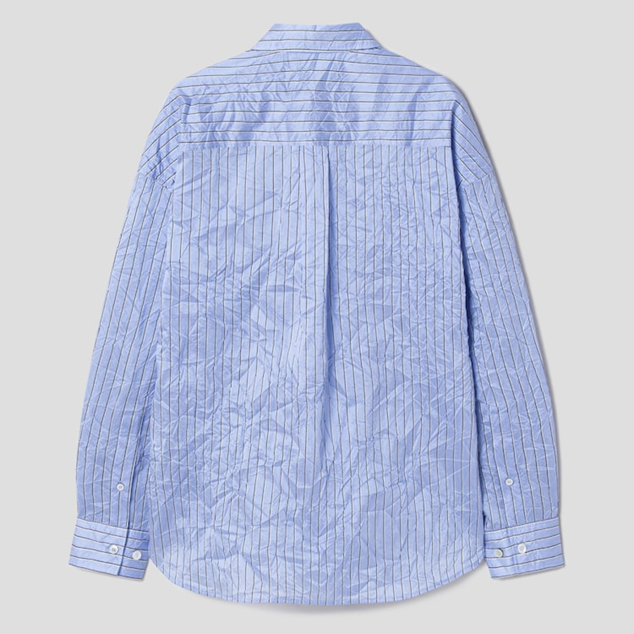 JUUN.J (Унисекс) Рубашка [CORE] Wrinkle Stripe Loose-Fit Shirt – Blue
